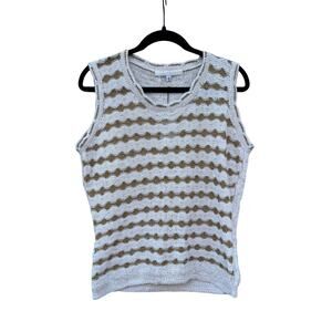 Erica Tanov Sphere Sweater Vest in Ivory and Gold 100% Alpaca Size Large NWT